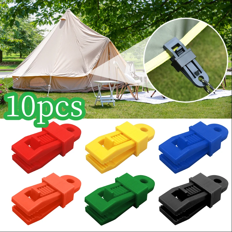 

10pcs Adjustable Lock Style Tent Clips Tent Tighten Lock Grip Camping Clamps Camping Accessories Cord Clips