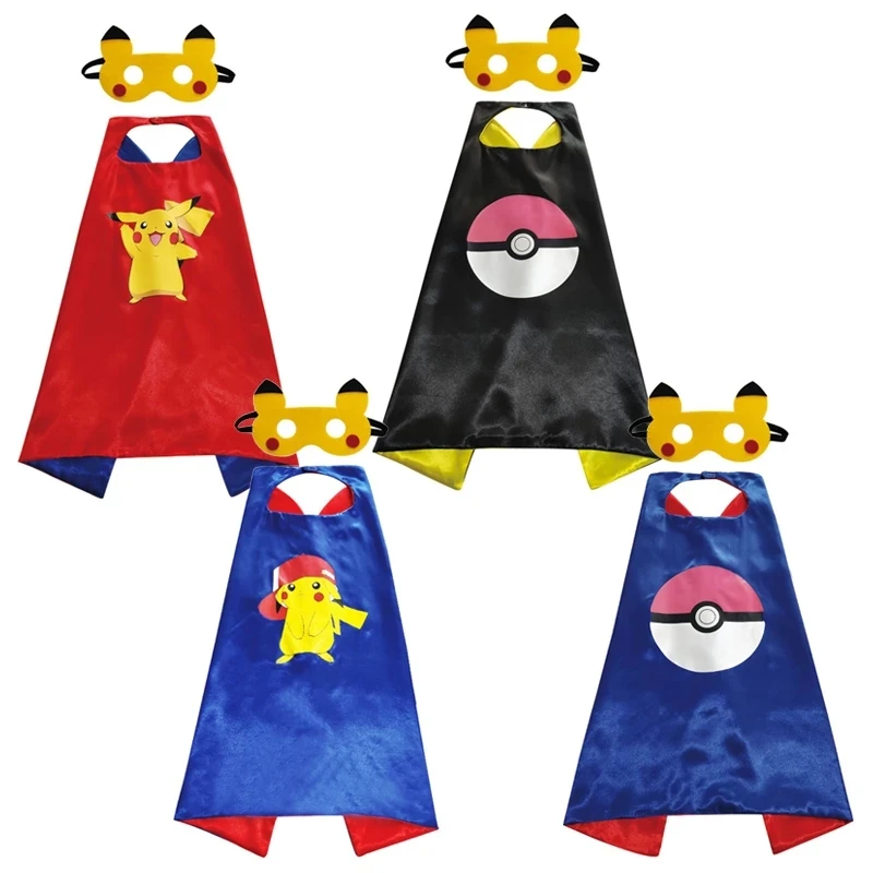 

Anime Pokemon Pikachu Pokémon Capes Halloween Costumes Children Party Favors Superhero Cosplay Kids Costume Mask