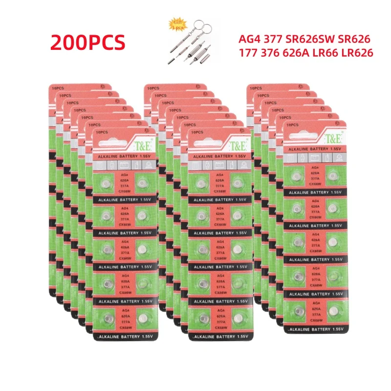 200 шт. батарейка для часов AG4 377 кнопочные батарейки SR626SW SR626 177 376 626A LR66 LR626 1 55 В