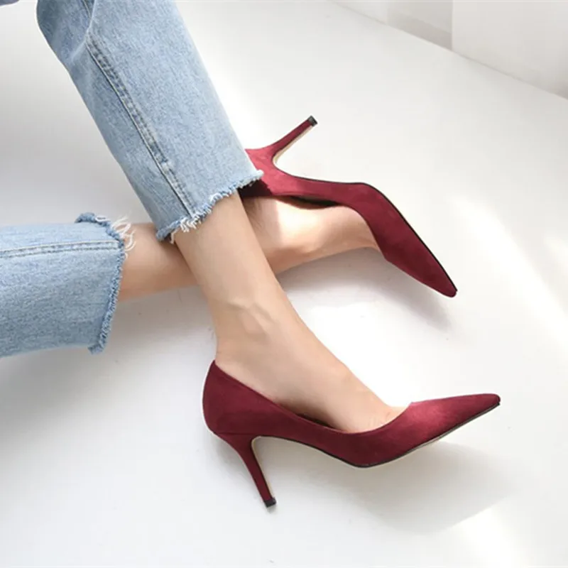 Large Size 42 43 Women Pumps 2023 OL Solid Fashion Black Female Stiletto High Heels Sexy Autumn Grey Womans Office Heeled Shoes