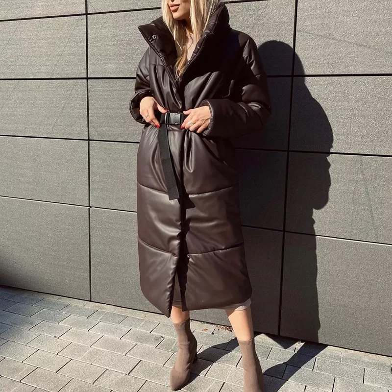 New2022 Winter Parkas Women Fashion Straight Loose Coats Women Elegant Pockets Long Cotton Jackets Female Ladies JM