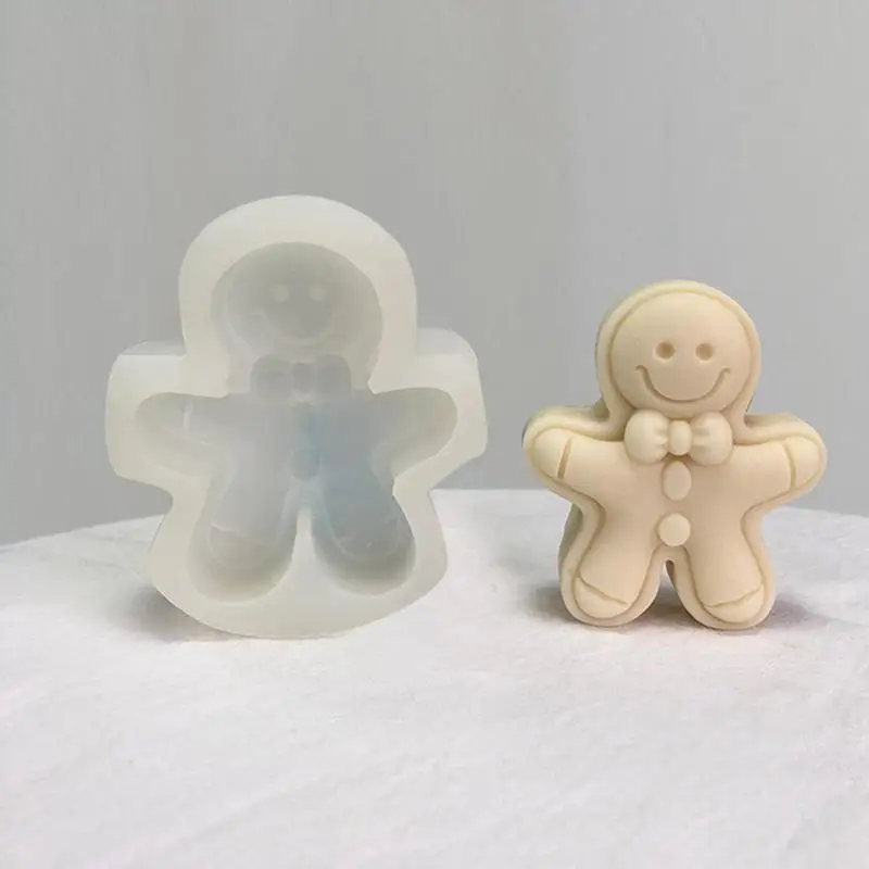 

Christmas Gingerbread Man Candle Mold Cookie Chocolate Baking Cake Mould DIY Christmas Atmosphere Scented Candle Silicone Mold