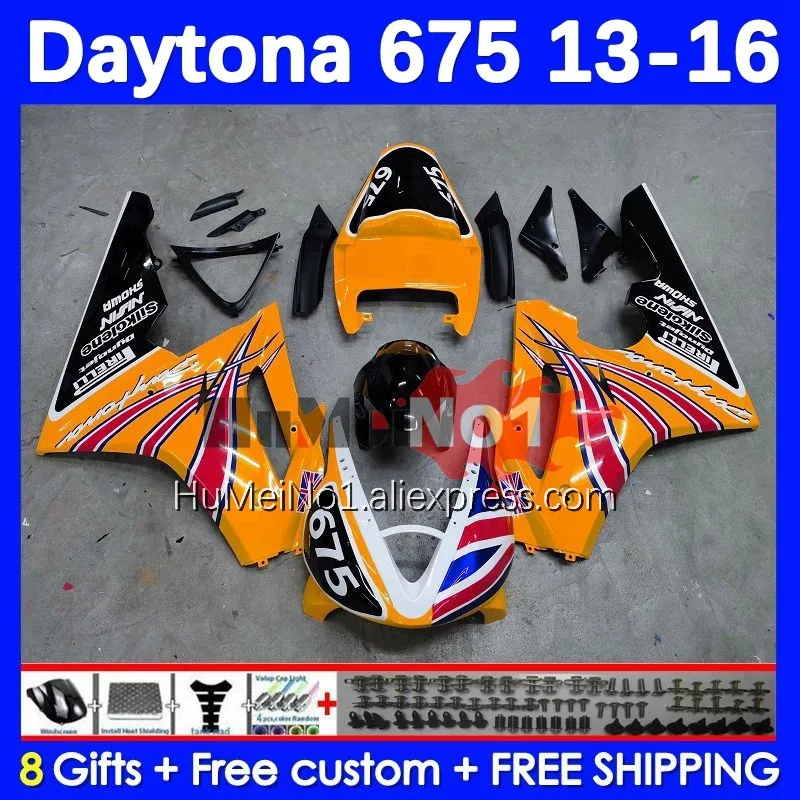 

Корпус для Daytona 675 Φ 13 14 15 16, корпус 195No.126, оранжевая фотосессия A675 2013 2014 2015 2016 OEM, полный обтекатель