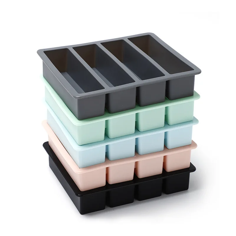 

Long strip silicone 4 grid giant silicone ice cubes square tray mold non-toxic durable wine ice cube manufacturers