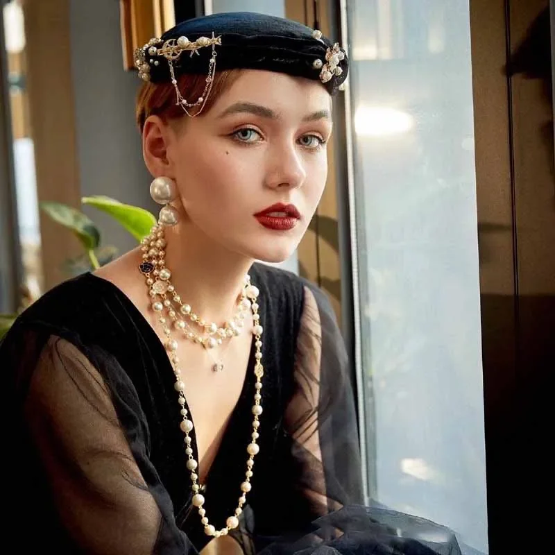 Роскошный брендовый дизайн многослойный цветок камелии жемчуг длинный свитер