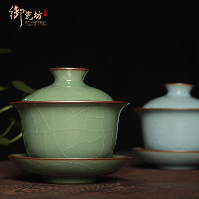 

Boutique Celadon чайный набор кунг-фу Tureen чашка для изготовления чая ручной работы чаша для чайной церемонии большого размера чаша для заваривания чая керамическая трехкомпонентная чашка