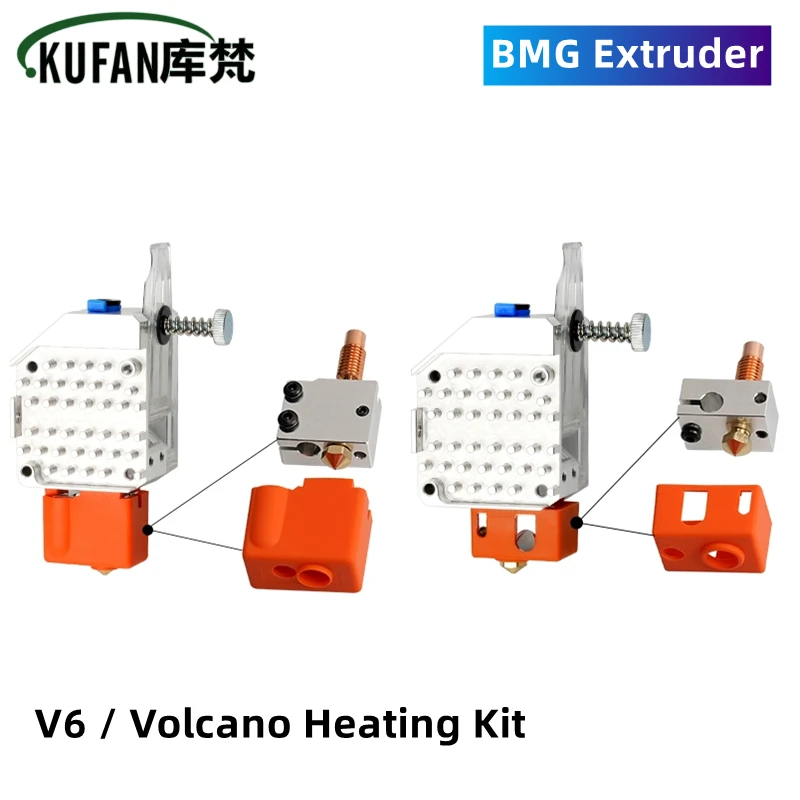 

KUFAN BMG Extruder Volcano/V6 Head Dual Gears High Quality Quick Heat Dissipation For Ender 3 CR10