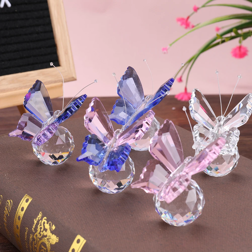 

1 шт. Хрустальная Фигурка летающей бабочки с хрустальным шариком, художественное стекло, животное, пресс-папье, декор для офиса, стола, дома, ...