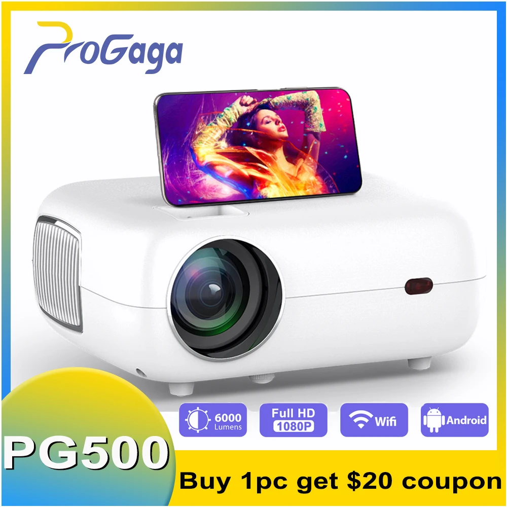 

Проектор Progaga PG500, 1080P, Wi-Fi, Full HD, 6000 лм