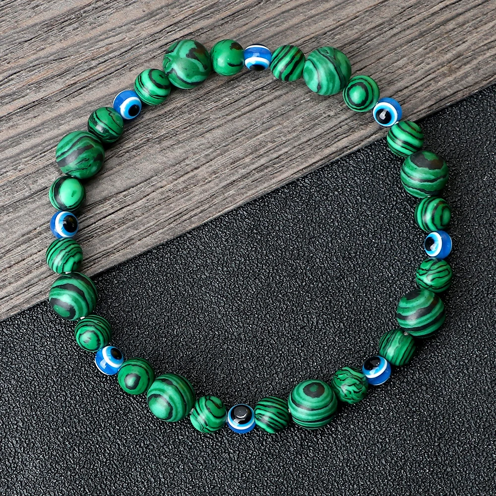 Браслет с бусинами Lucky Турецкий Дурной глаз 6 мм 8 разные размеры натуральный