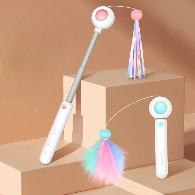 

Игрушки для кошек, выдвижное перо, Интерактивная портативная сменная игрушка для домашних животных, товары для домашних животных