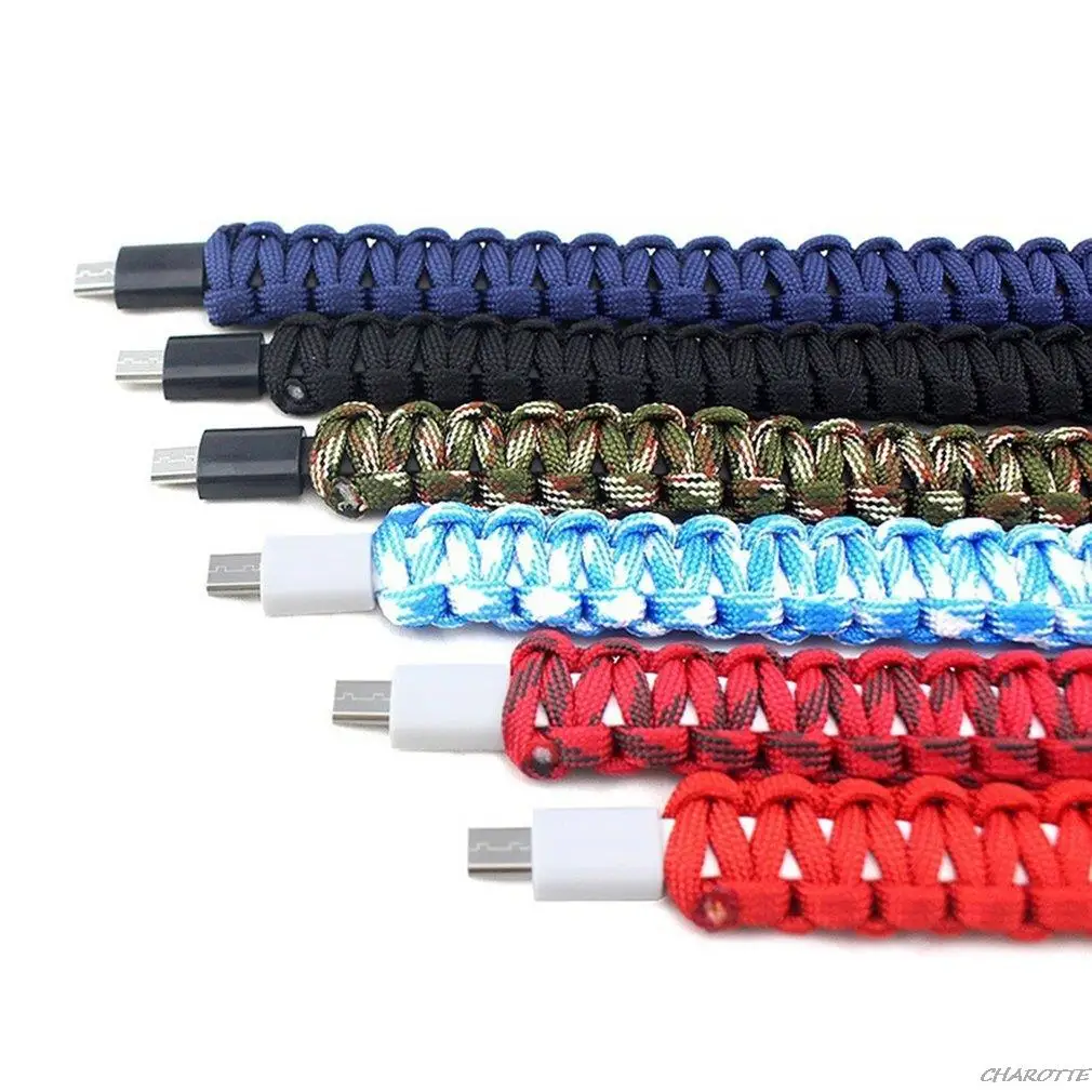 Портативный ремешок креативный плетеный нейлоновый шнур USB-кабель для передачи