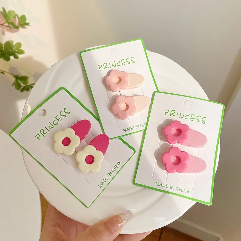 Новые корейские милые заколки для волос с сердечками цветами и боковыми челками