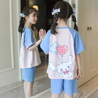 2022 new summer kids cartoon pajamas cinnamoroll hello kitty childrens short sleeve sleepwear boys girls home wear for clothing