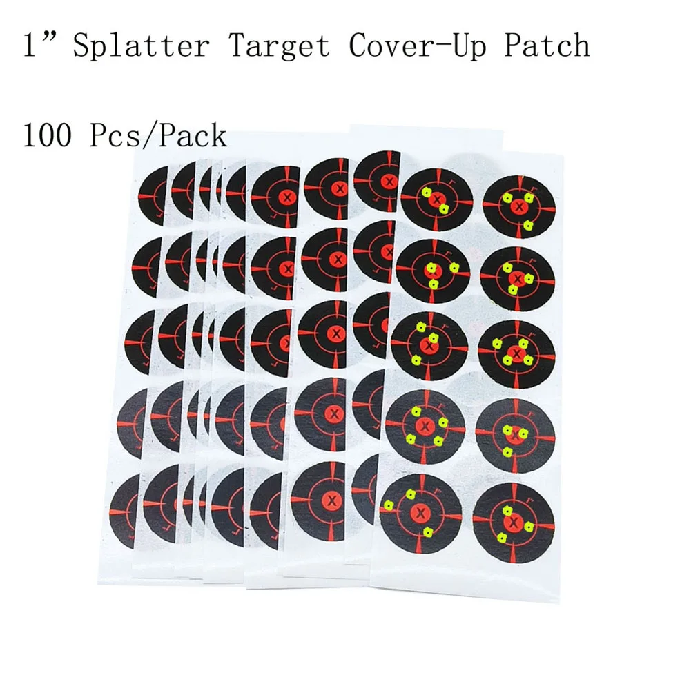 

1"/2.54cm 100Pcs Pack Self-Adhesive Splatter Splash Target Paper Repair Sub-discoloration Reactive Shooting Patch Aiming Sticker
