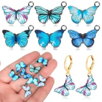 10pcs fashion diy material necklace bracelet making handmade jewelry animal pendants butterfly charms blue enamel
