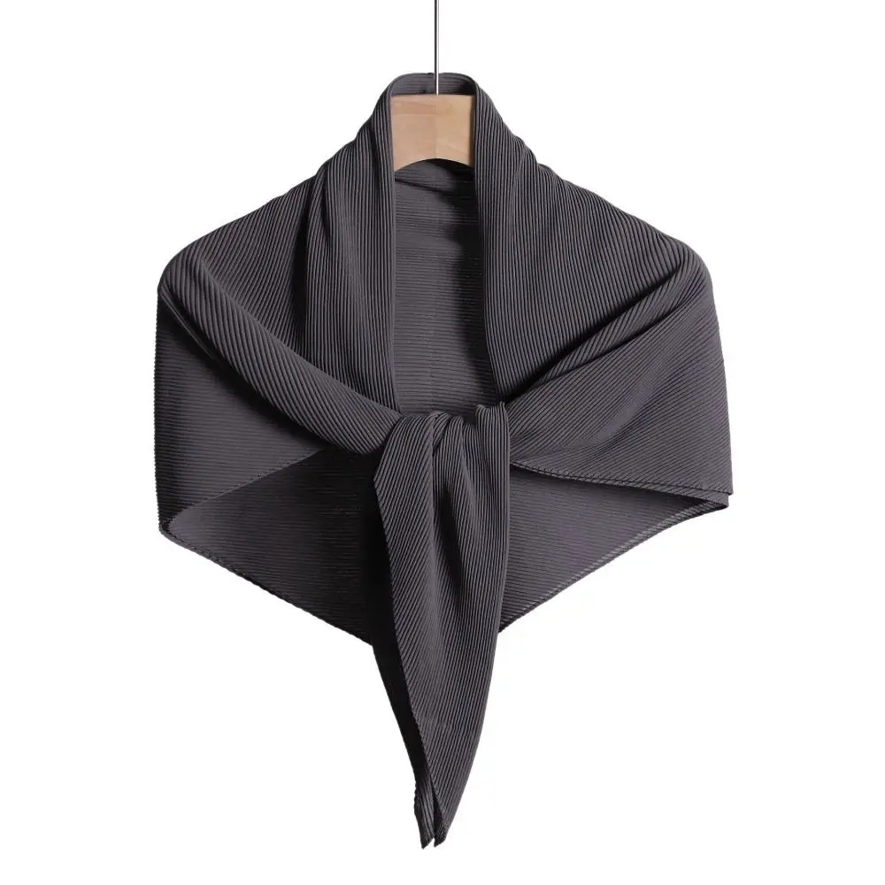 

Plain Elastic Wrinkle Square Pleated Instant Scarf High Quality Shawls and Wraps Bubble Chiffon Stole Muslim Hijab 100*100Cm