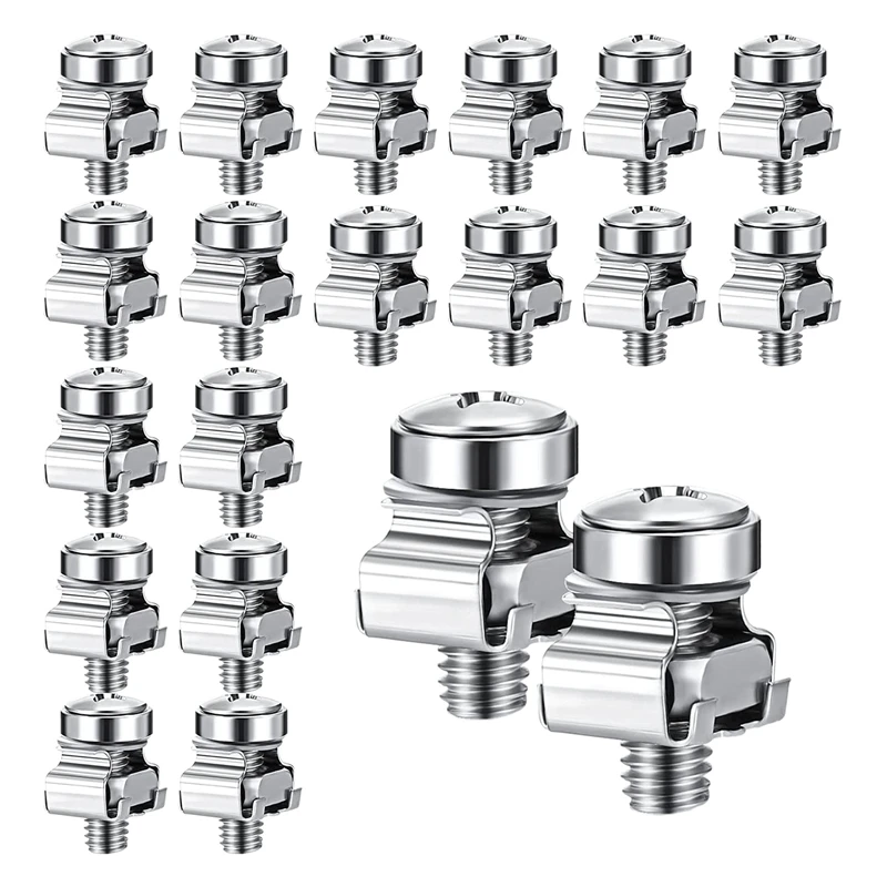 50 Sets M6 Rack Screws Set 20Mm Screws And Cage Nuts Rack Mount Screws And Square Insert Nuts Server