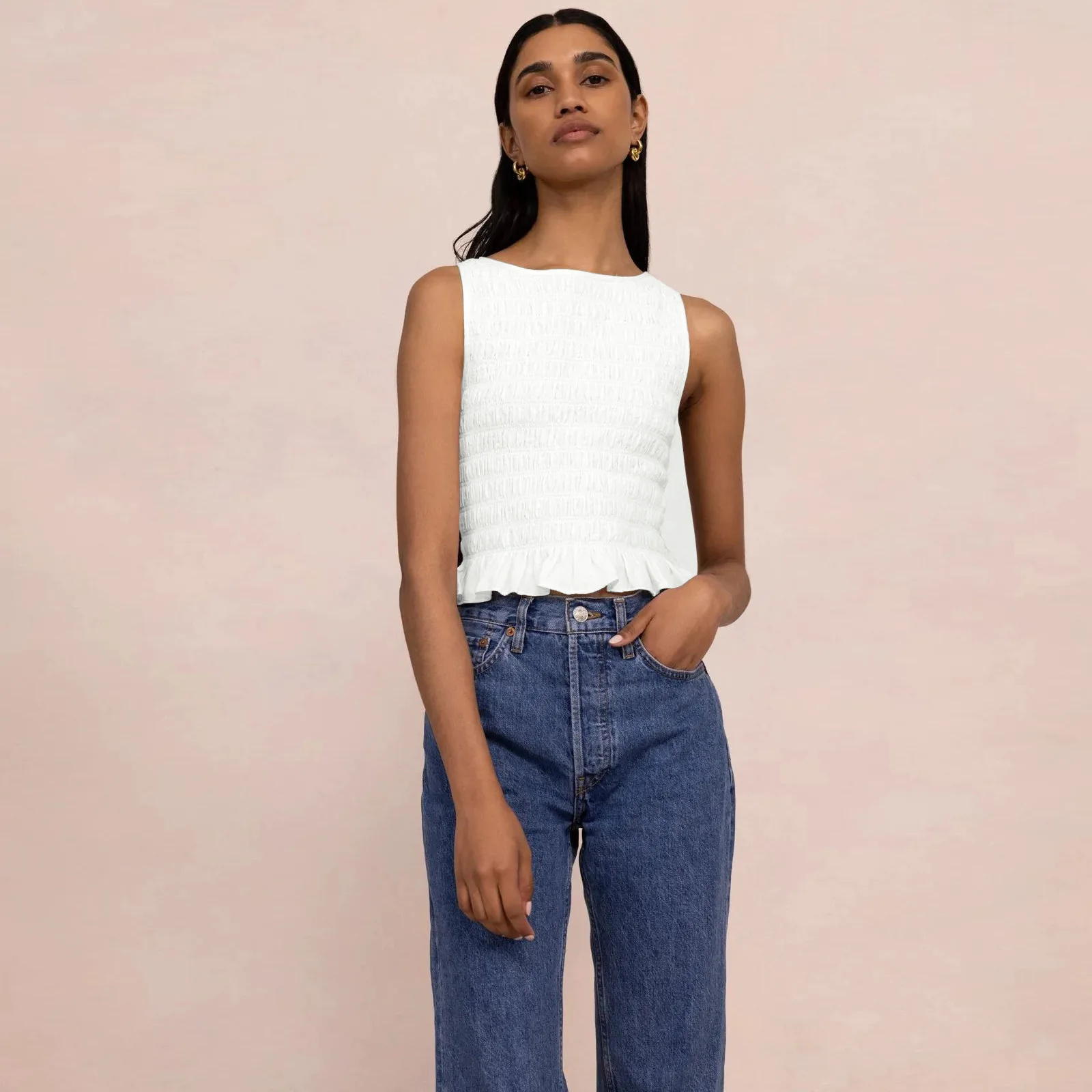 

Pullover Ruffled Round Neck Pullover Fashion Women's Summer New Arrival Vest Sleeveless All-match Top