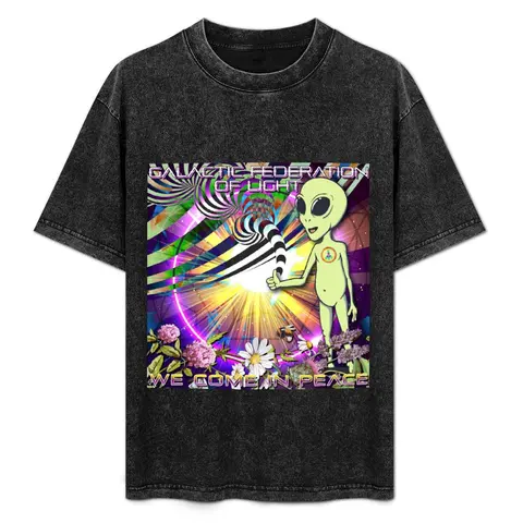 Футболка Galactic Federation of Light :: We Come In Peace 2, винтажные футболки с рисунком, футболки с рисунком, мужская тренировочная рубашка