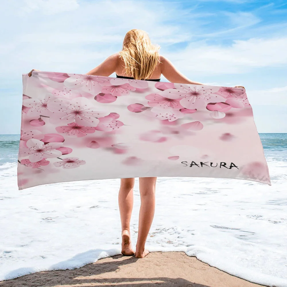 Розовое цветочное оформление вишневого цветка большие пляжные полотенца для