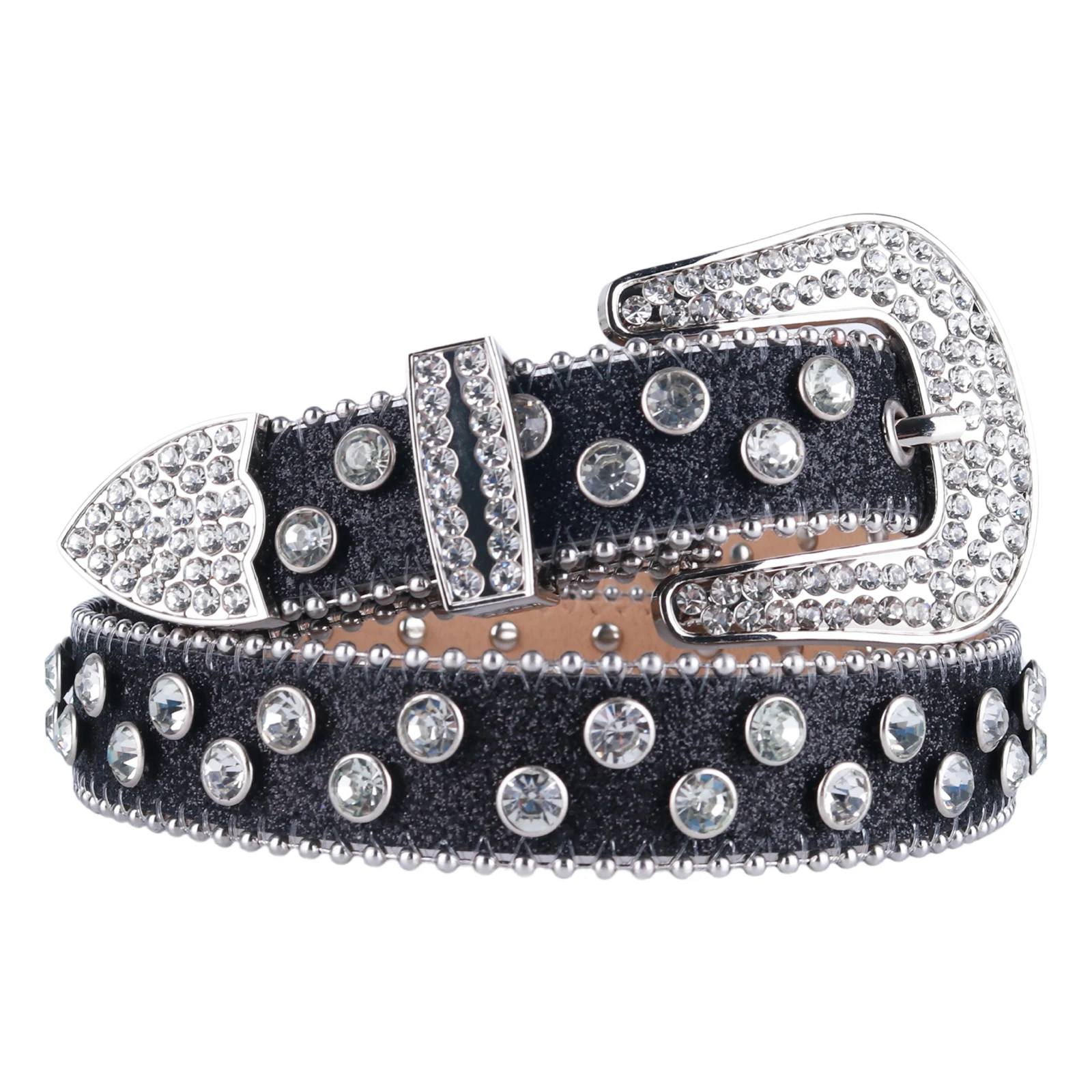 Punk Cowboy Cowgirl Western Rhinestones Belts For Women Man High Quality Bling Bling Diamond Crystal Studded Belt For Jeans