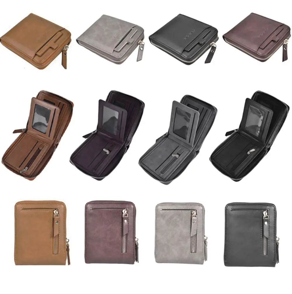 

Pocket Bag RFID PU Leather Large Capacity Anti-magnetic Short Purse Men Leather Wallet Coin Clutch Bag Card Holder Case