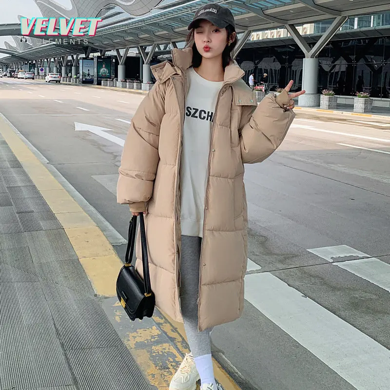 VelvetElement 2023 Winter Women Long Parkas Coat Casual Hooded Thick Warm Windproof Jackets Fashion Female Outwear Jacket Coat