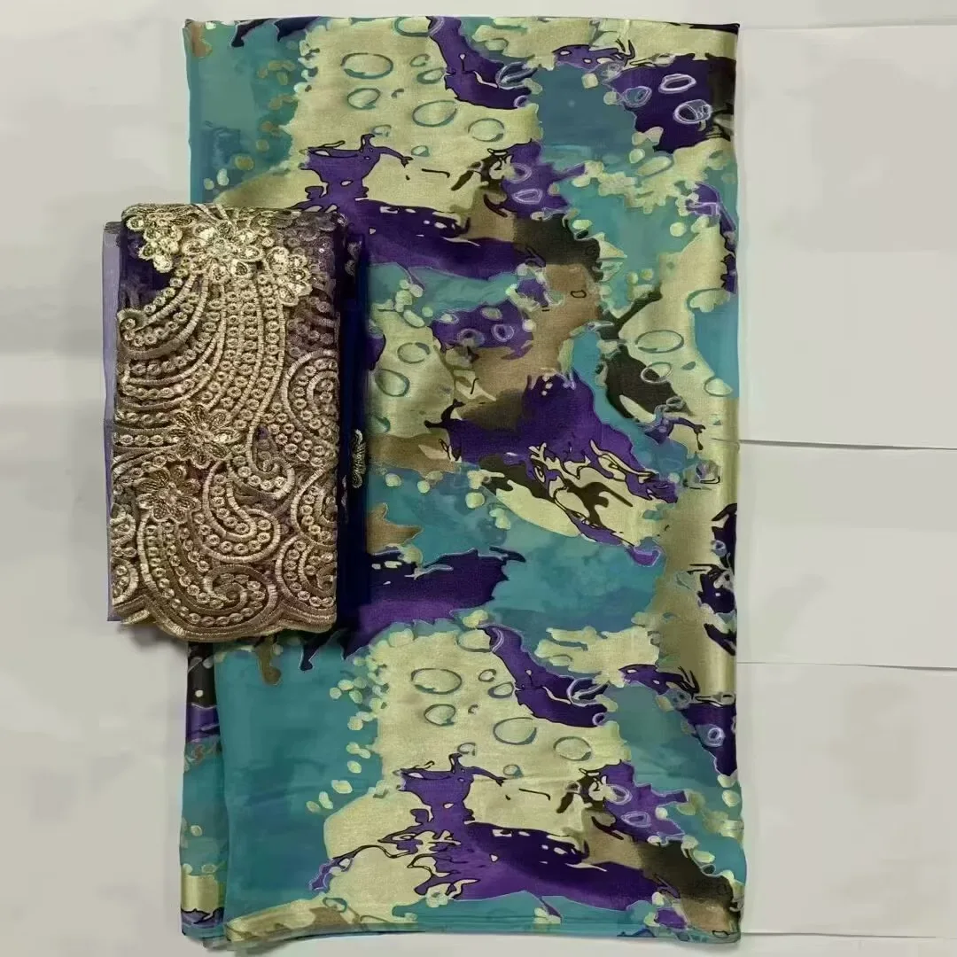 5 + 2 ярда/комплект шёлковая ткань с швейцарской вуалью