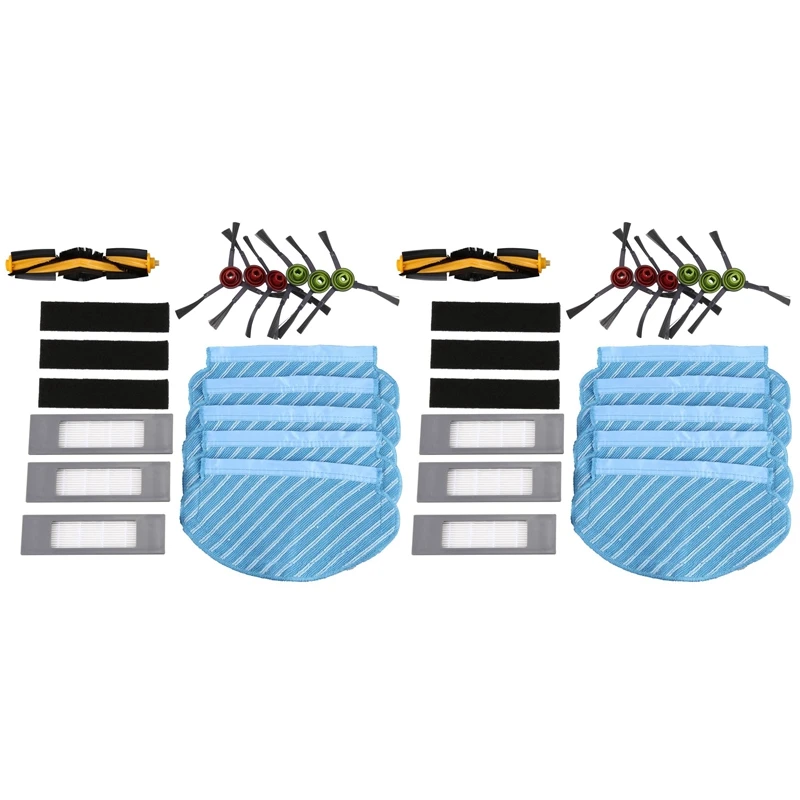 

2X Filter Brush Mop Cloth Set for Ecovacs Deebot Ozmo 920 950 Vacuum Cleaner Parts Replacement Home Accessories