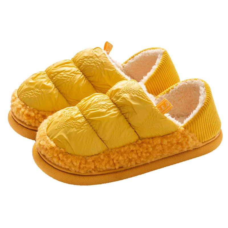 

Snow Boots Couple House Waterproof Shoes Women Plush Fur Slippers For Winter Warm Flats Shoes Men Homewear Fuzzy Casual