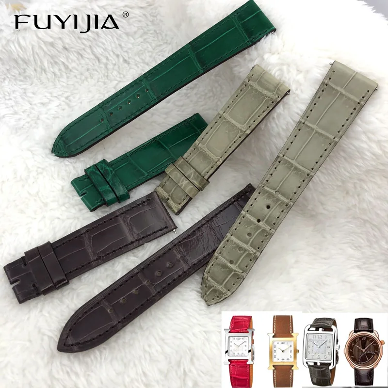 

FUYIJIA Quick Release H-ermes Watch Band Custom Alligator Strap 14MM 16MM 19MM 20MM 23MM Handmade Belt Crocodile Skin Watchbands