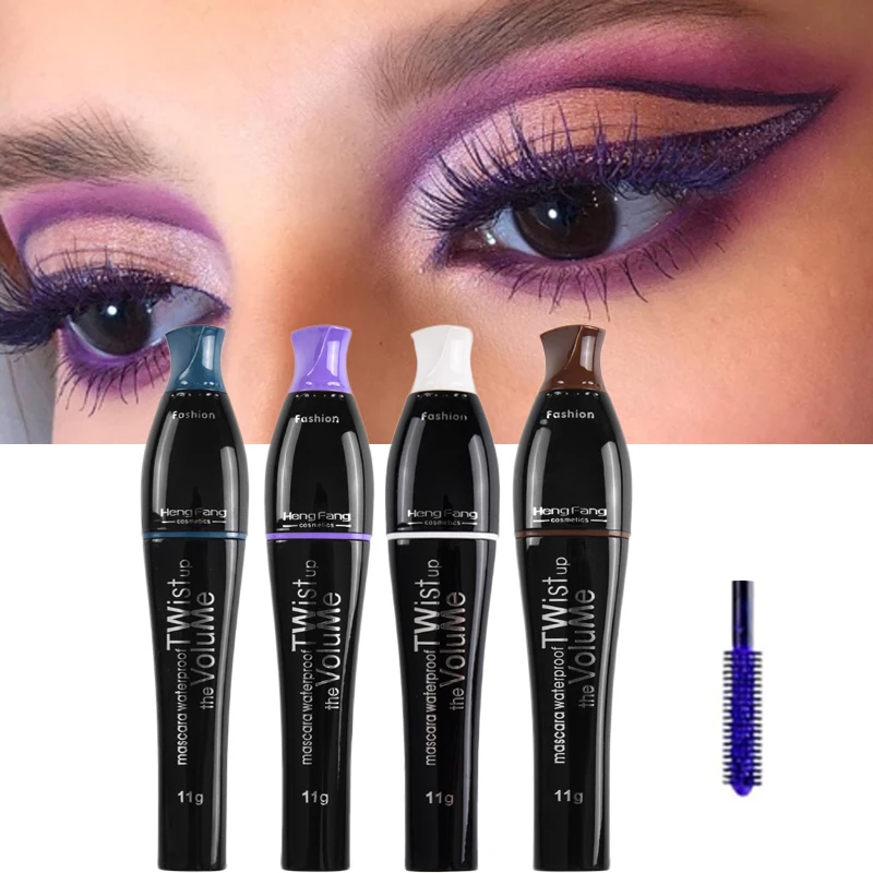

4 Colors Mascara Waterproof Fast Dry Eyelashes Curls Extension Make-Up Eyelashes Blue Purple White Coffee Ink Mascara Beauty