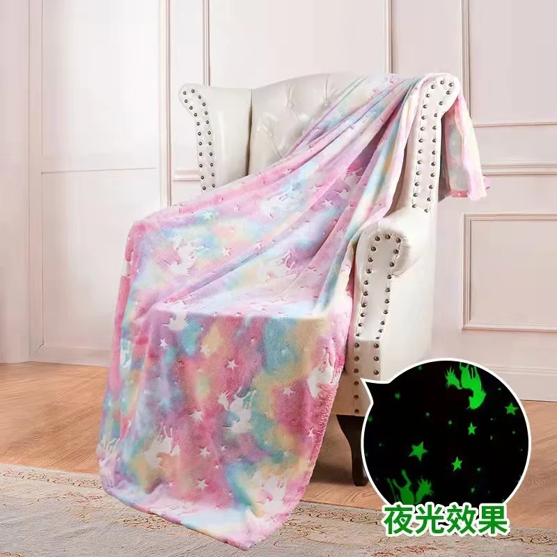 Мультяшный динозавр милое детское одеяло двухсторонний узор светящийся ночью