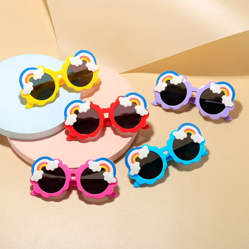 

2023 New Children Sunglasses Round Girls Rainbow Baby Boys Colorful Glasses Fashion Brand Design Outdoor Eyewear UV385