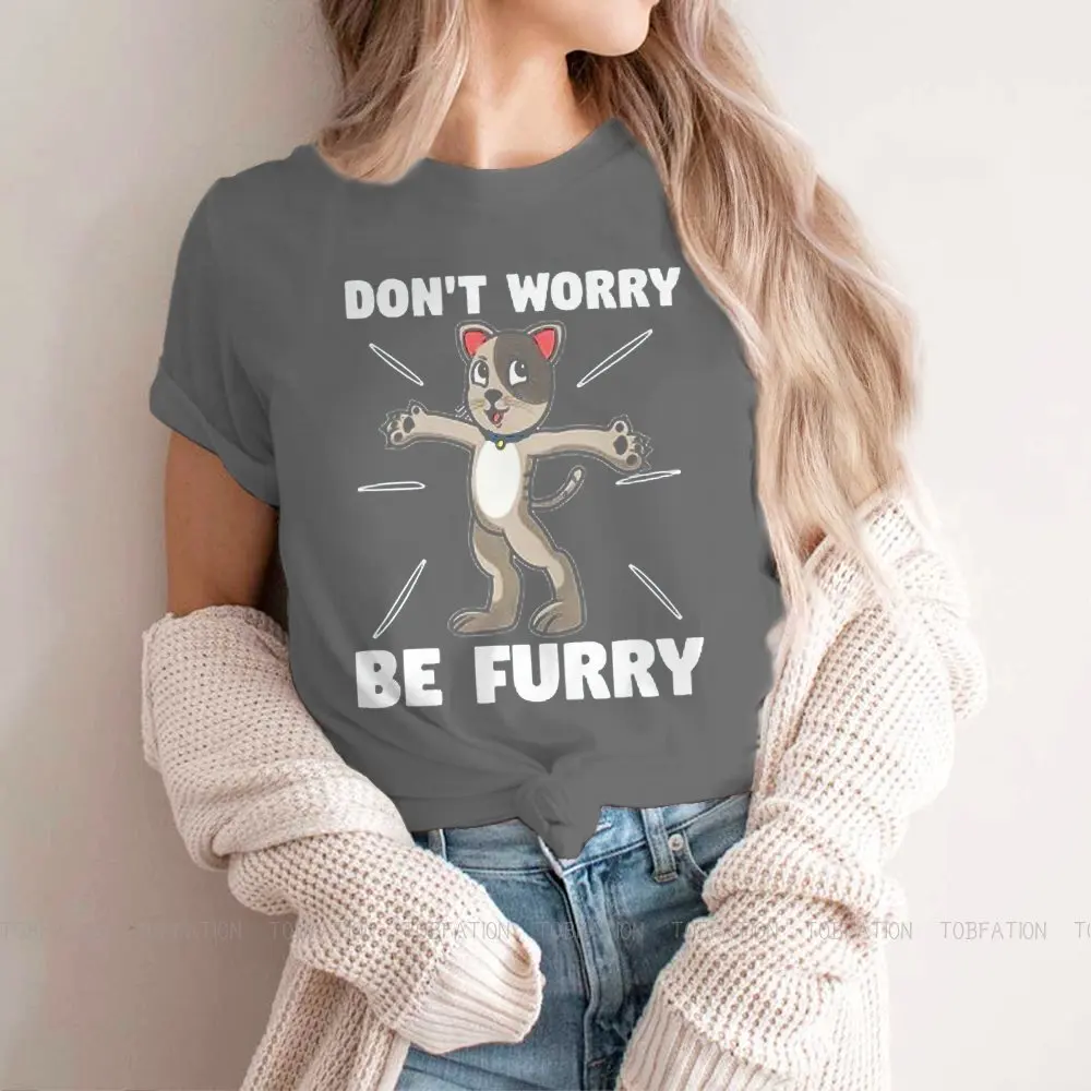 

Cute Cat Furry O Neck TShirt Fursona Fabric Basic T Shirt Girl Tops Individuality Fluffy Big Sale