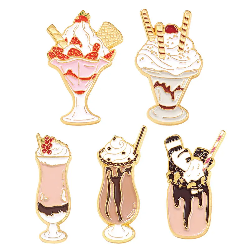 

Sweet Cartoon Brooches Cute Ice Cream Lapel Enamel Pins Backpack Clothes Decoration Mental Badges Jewelry For Women