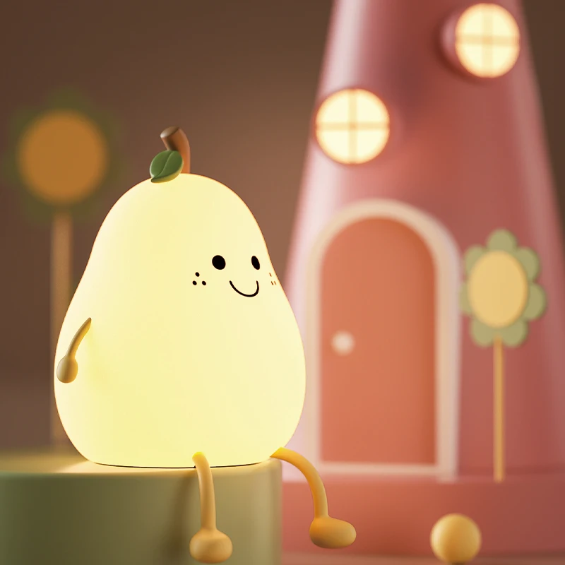

Cute Pear Night Light Nordic Home Decoration Creative Fruit Ornament Kawaii Room Decoration Desk Accessories Bedside Lamp Gift