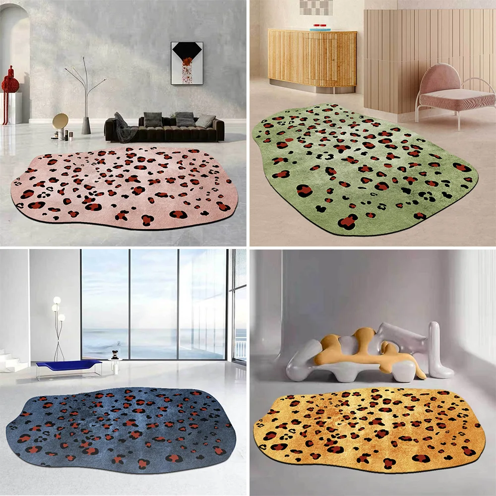 

Modern Classic Leopard Pattern Irregular Morandi Bedside Carpet Floor fur Carpet Living Room Home Decor Rug Anti Slip Mat