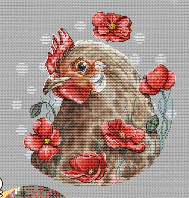 

Poppy Cock 31-30 two Top Quality Beautiful Lovely Counted Cross Stitch Kit Height Chart Measure