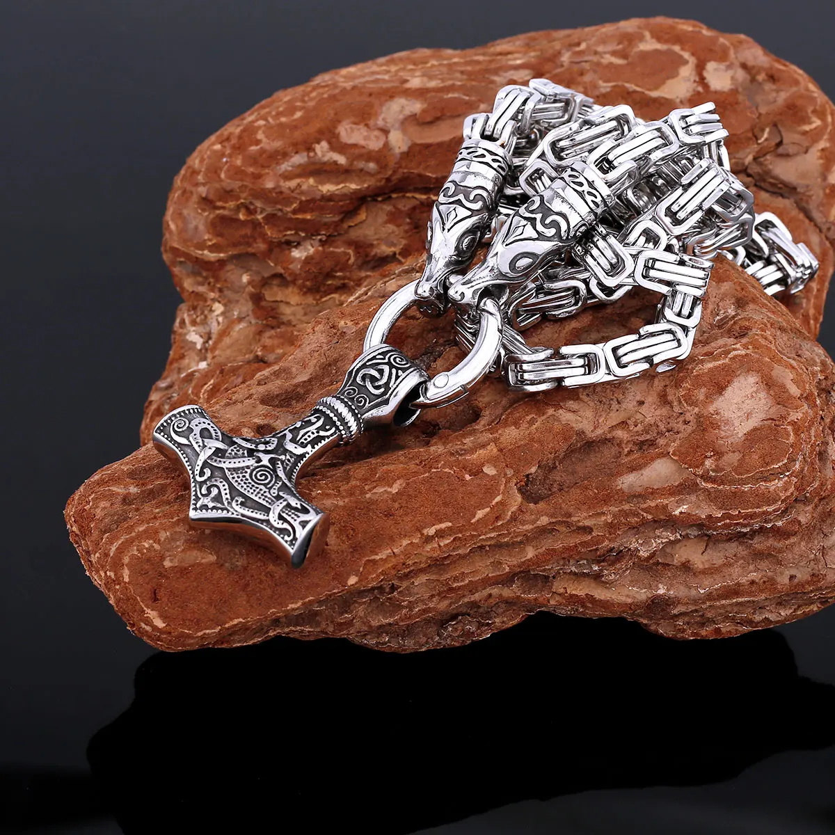 Оригинальное ожерелье из нержавеющей стали с изображением животных викингов