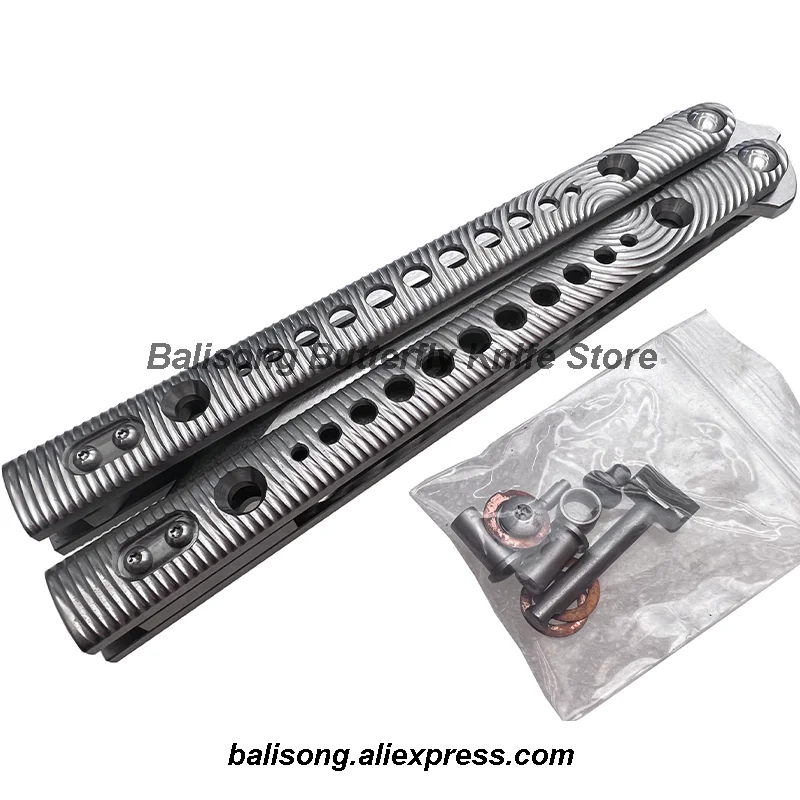 Baliplus Rep Clone Squiggle Scales V1 Titanium Handles for BRS Replicant Clone Balisong Butterfly Trainer Knife Bushings System
