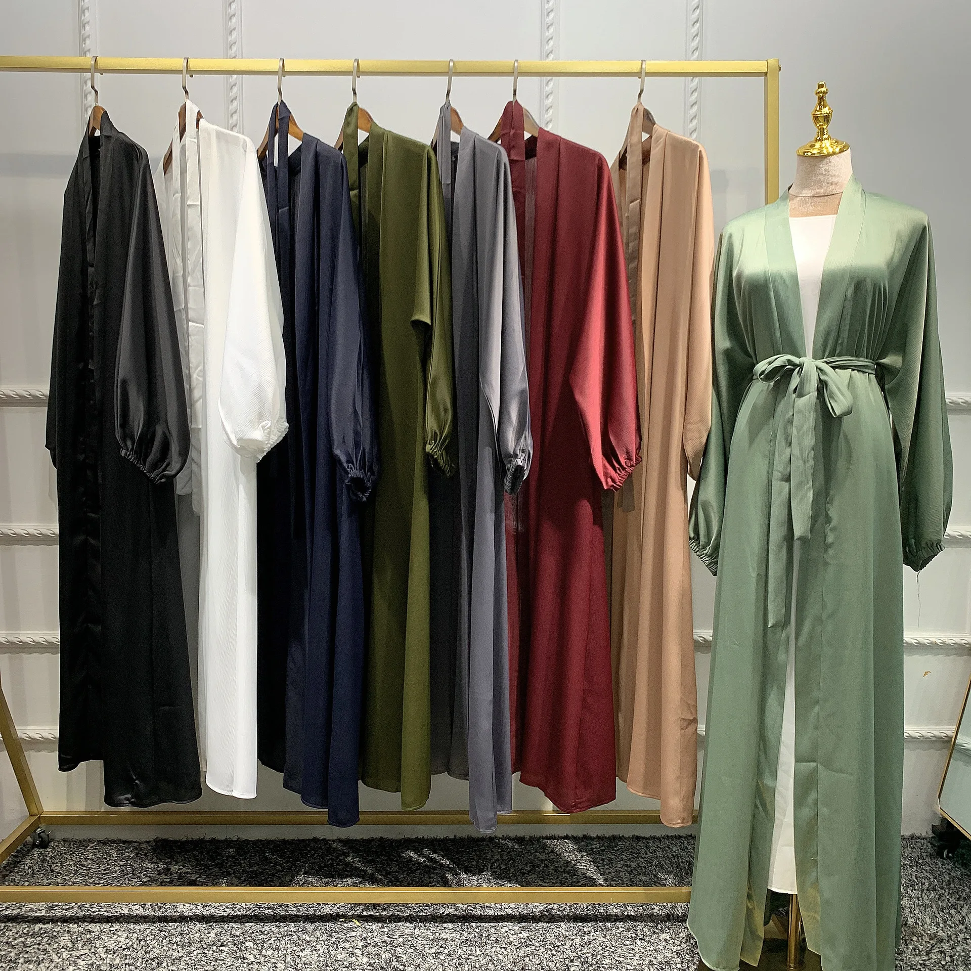 Eid Abaya Дубай мягкое мусульманское платье с пышными рукавами сатиновая абайя s для