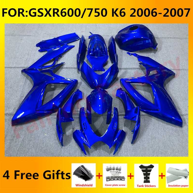 

NEW ABS Motorcycle Whole Fairing kit fit for GSXR600 750 06 07 GSXR 600 GSX-R750 K6 2006 2007 body full Fairings kits set blue