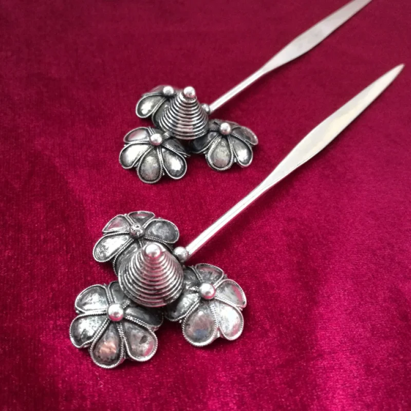 Antique Accessories Ethnic Style Handmade Personalized Miao Silver Hair Accessories Han Chinese Clothing Hair Clasp Hairpin Fema