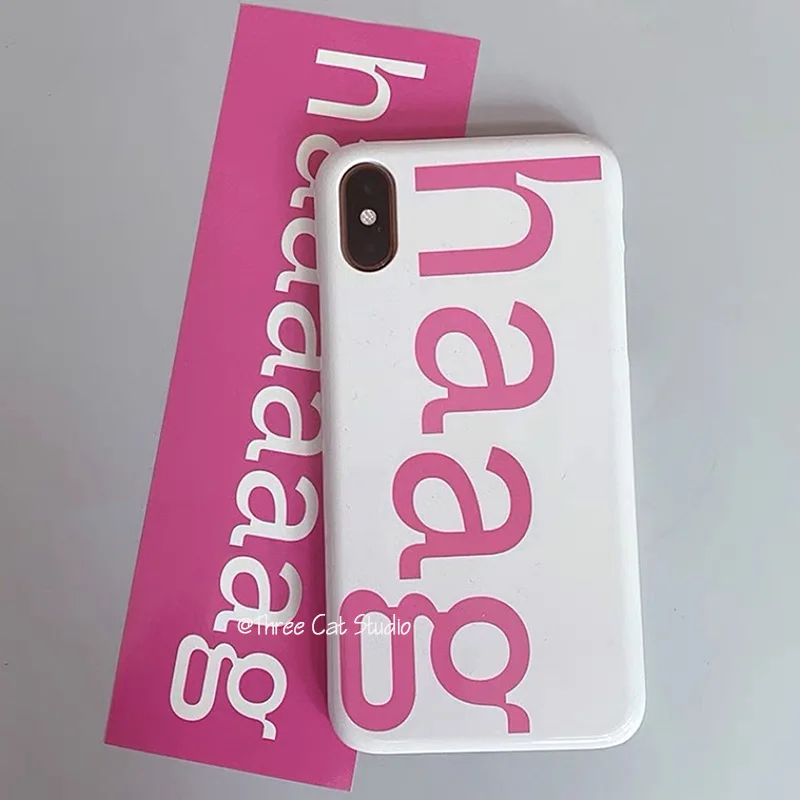 

Korean Ins Pink haag Phone Case for Iphone14/13pro/11/12promax/XR X XS Hard Case Cover