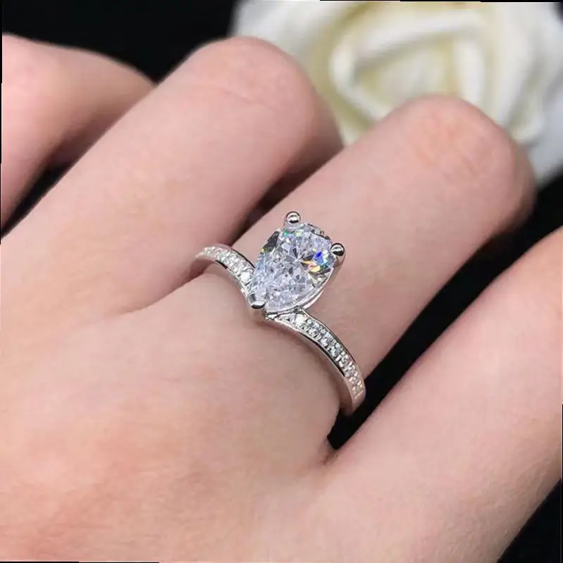 

2022 Passed Diamond Test Perfect 1ct Moissanite Special Shaped Pear Shaped Diamond Ring Diamond Heart-shaped Ring Jewelry Women