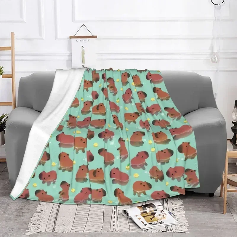 Cute Capybara Baby Blankets Flannel Summer Autumn Winter Animal Lover Super Warm Throw Blanket for Bed Outdoor Rug Piece