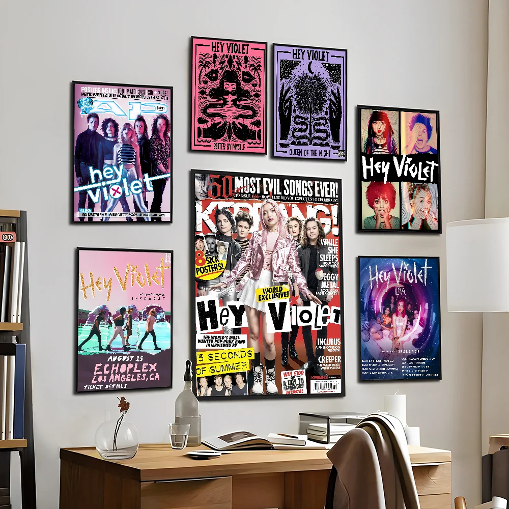 H-Hey V-фиолетовые винтажные постеры липкие белые бумажные принты художественные