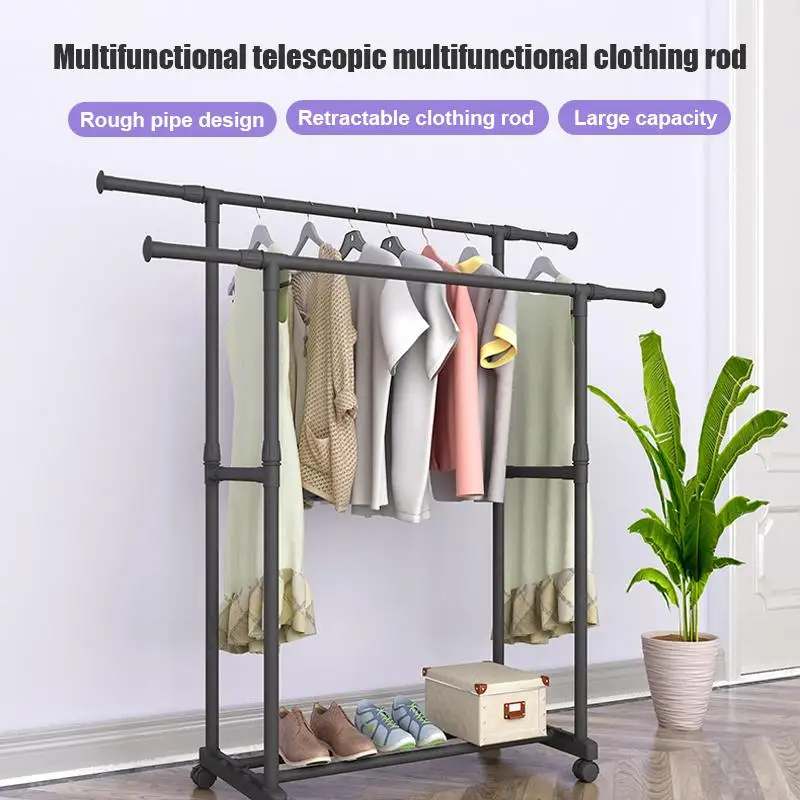 

Removable Coat Rack Wooden Floor Shoes Shelf Stand Wheels Storage Rack Clothes Organizer Garment Clothes Home Holder Shelf